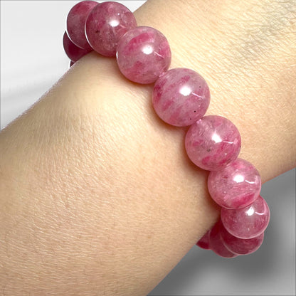 Russian Rhodonite in Quartz Crystal Beaded Bracelets