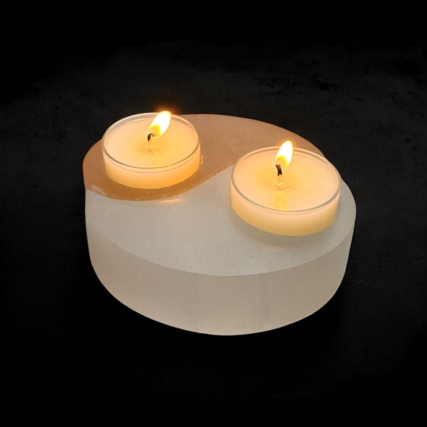 Ying Yang Selenite Crystal Candle Holder
