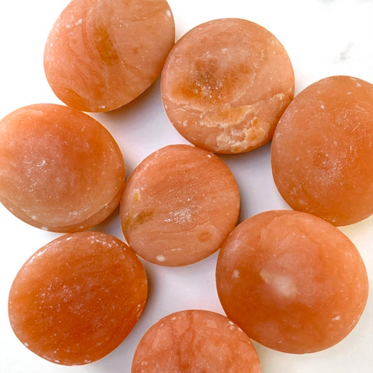 Orange Calcite Crystal Palm Stones