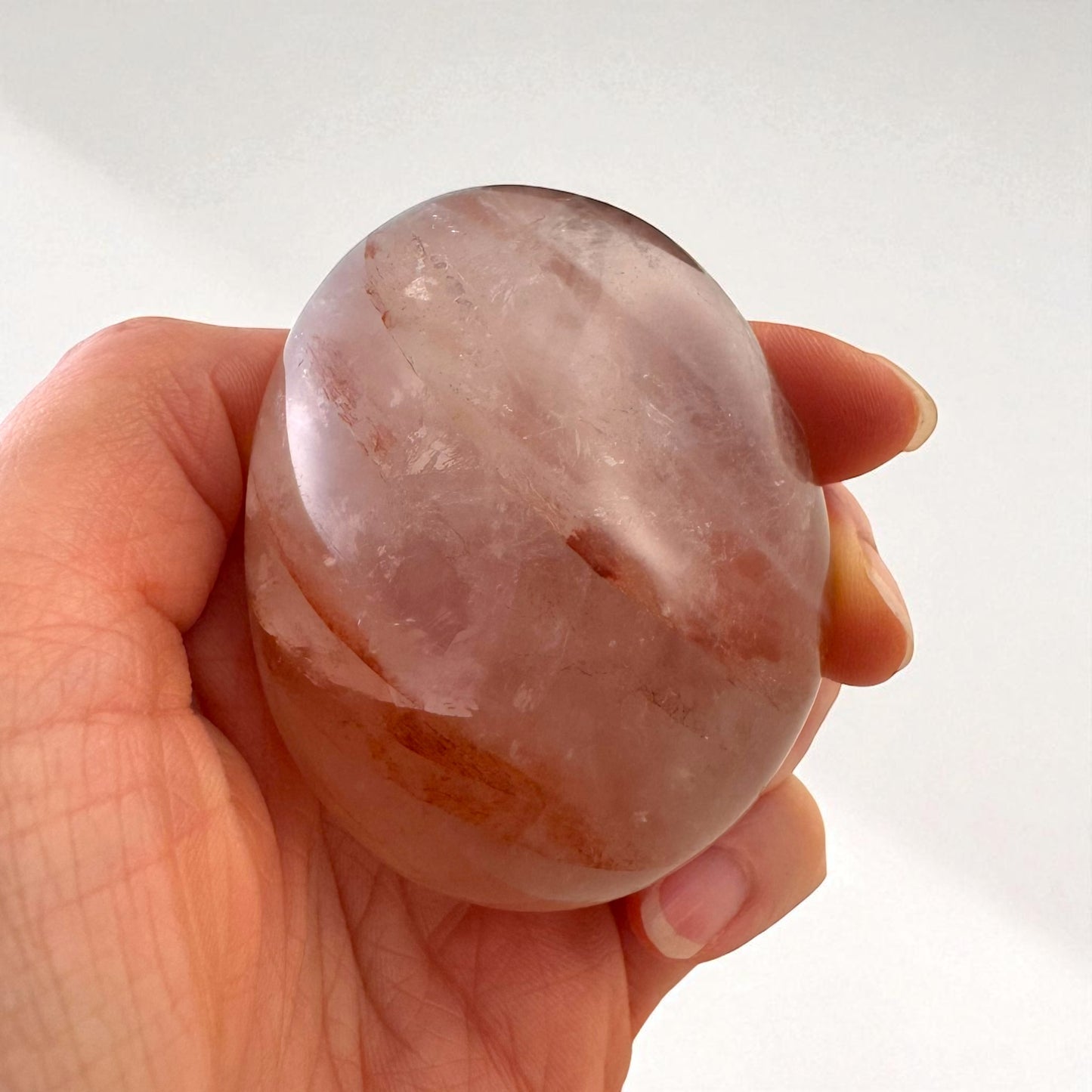 Fire Rose Quartz Crystal Palm Stones