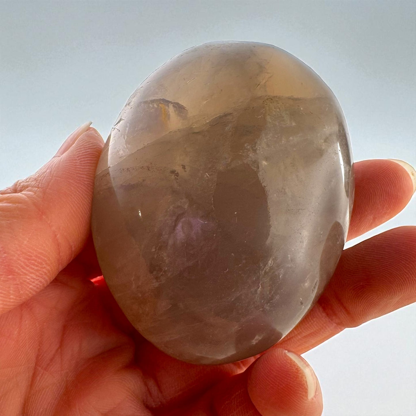 Blue Rose Quartz Crystal Palm Stones