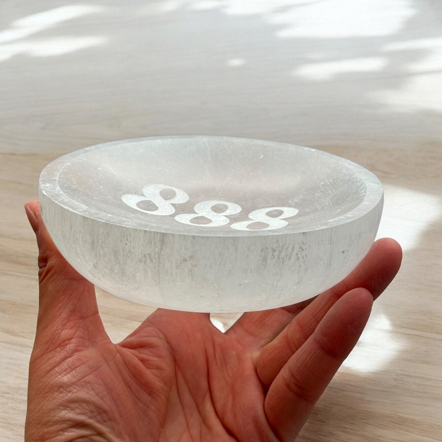 Angel Number "888" Selenite Bowl Round (M)