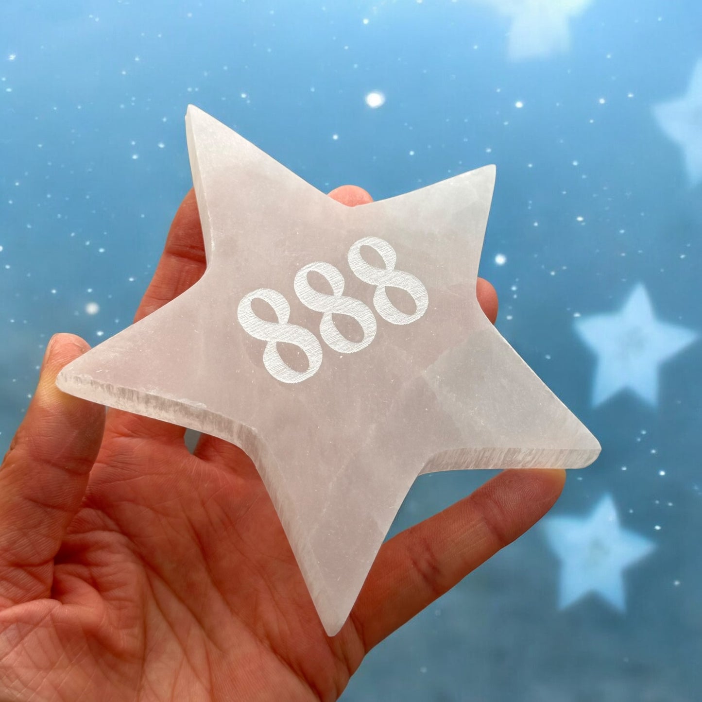 Angel Number "888" Selenite Star Plate (M)