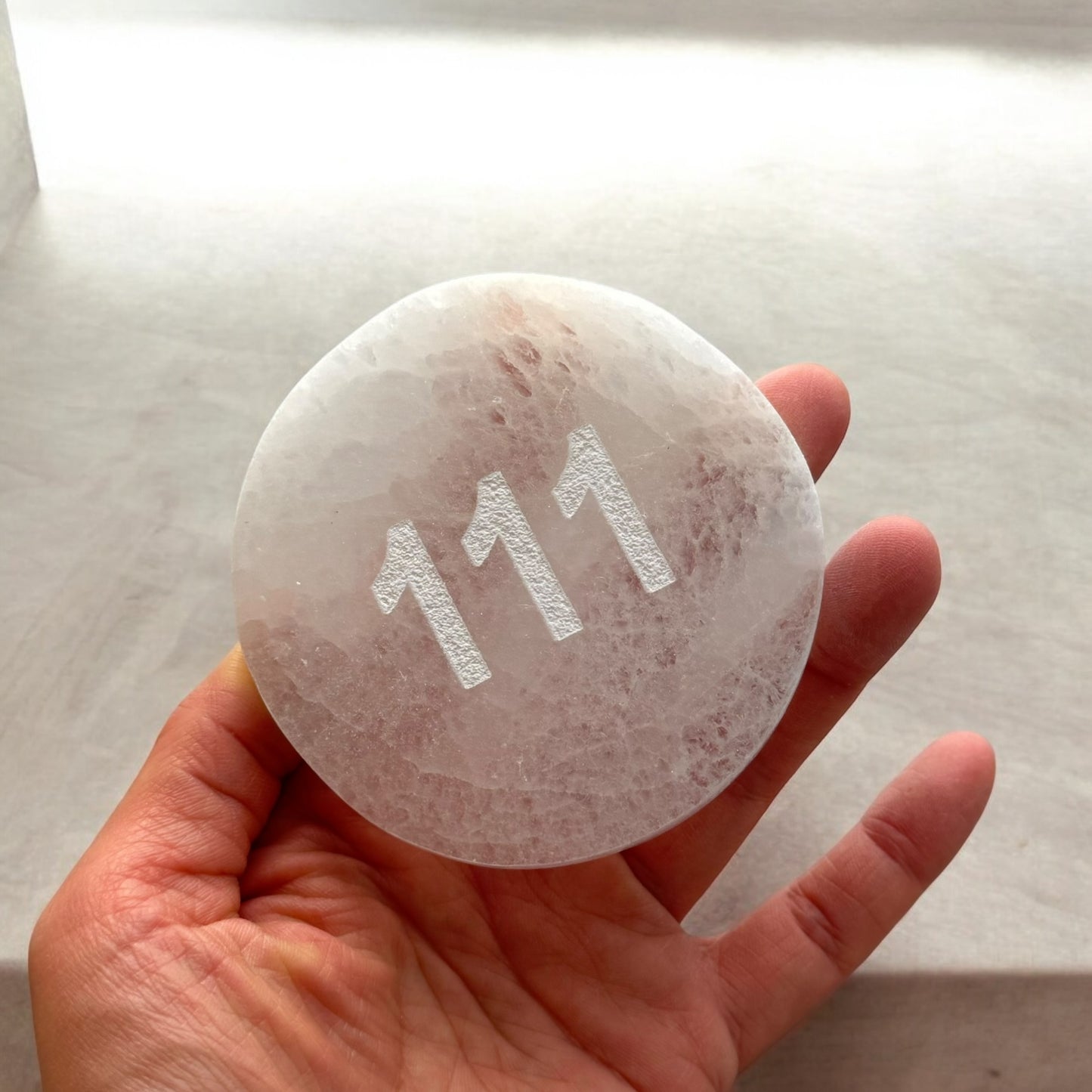 Angel Number "111" Selenite Plate Round (S)