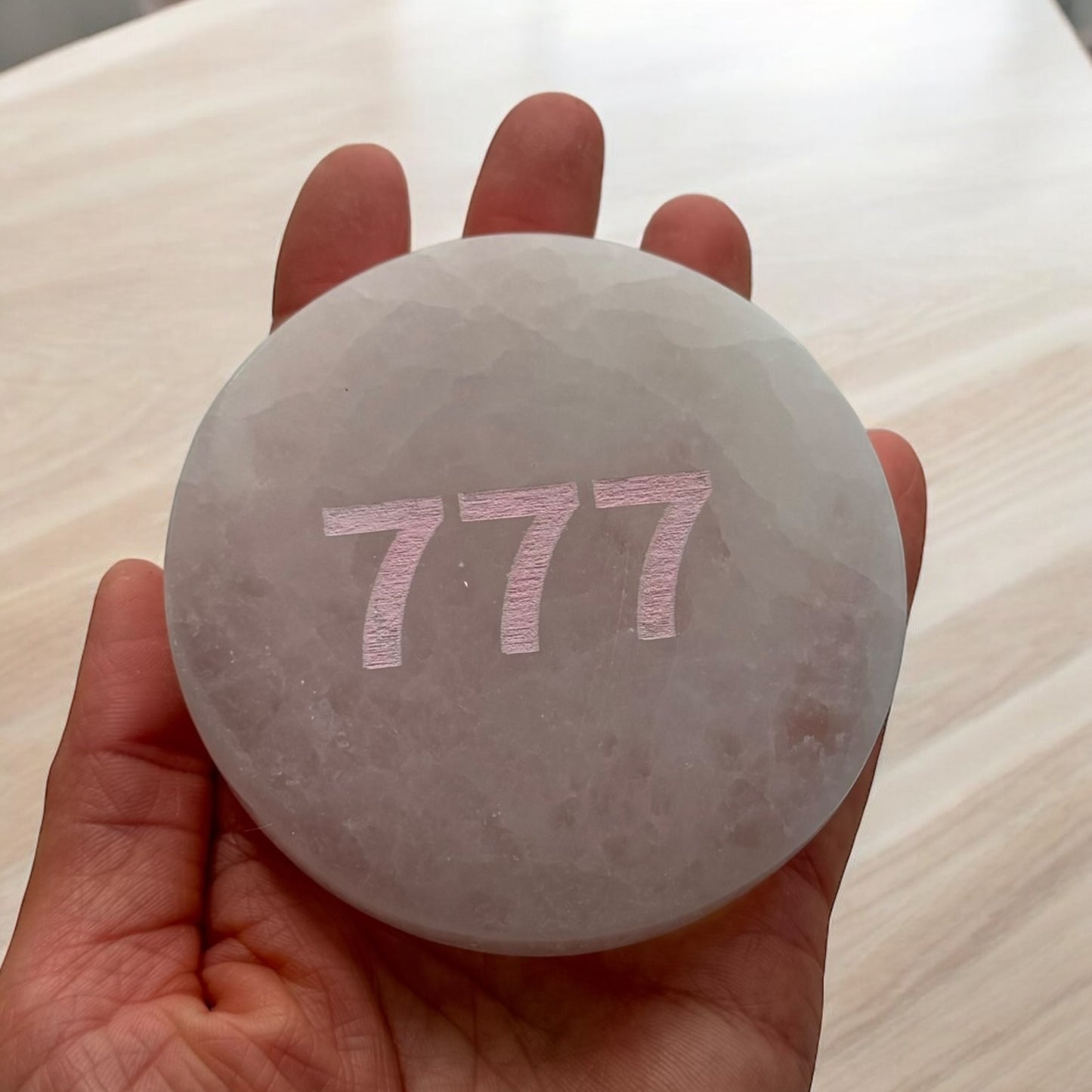 Angel Number "777" Selenite Plate Round (S)