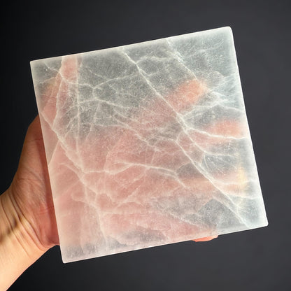 Square Selenite Crystal Plate (L)