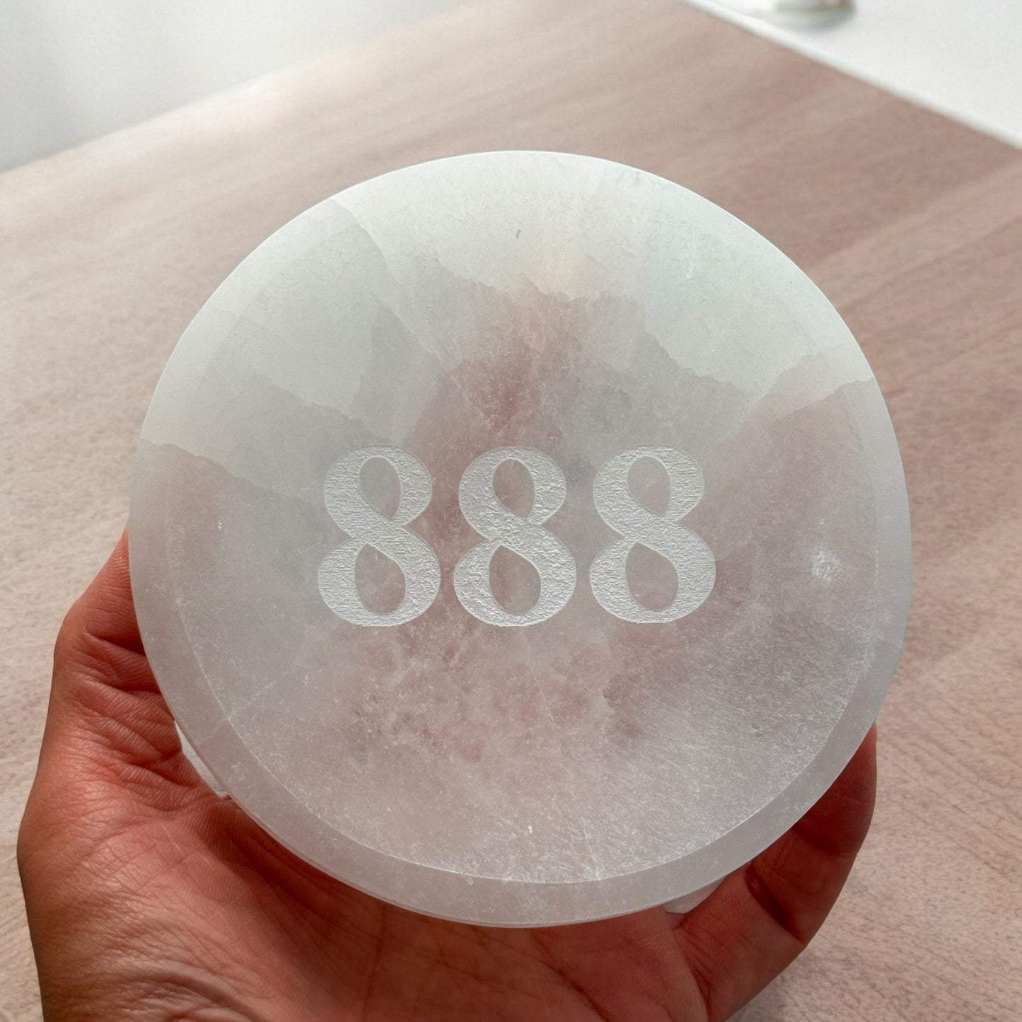 Angel Number "888" Selenite Bowl Round (M)