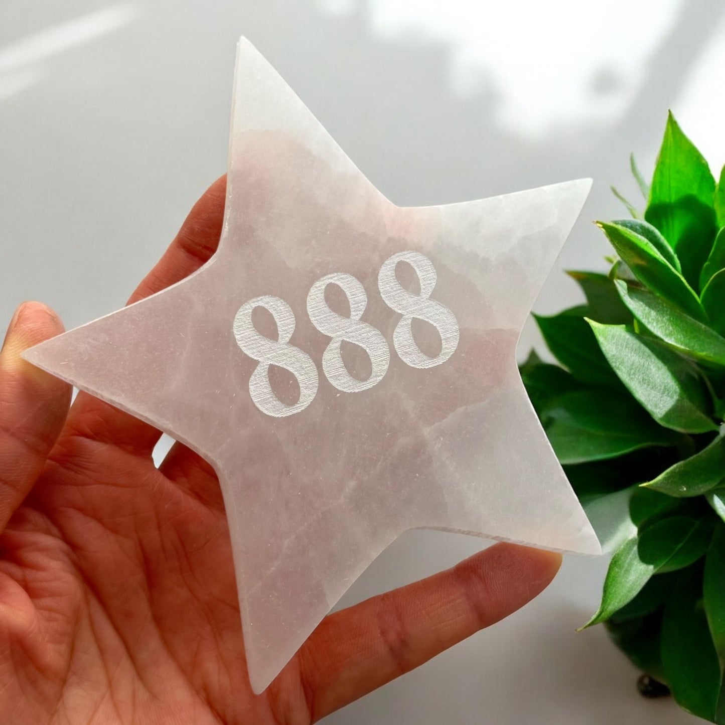 Angel Number "888" Selenite Star Plate (M)