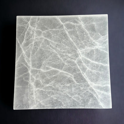 Square Selenite Crystal Plate (L)