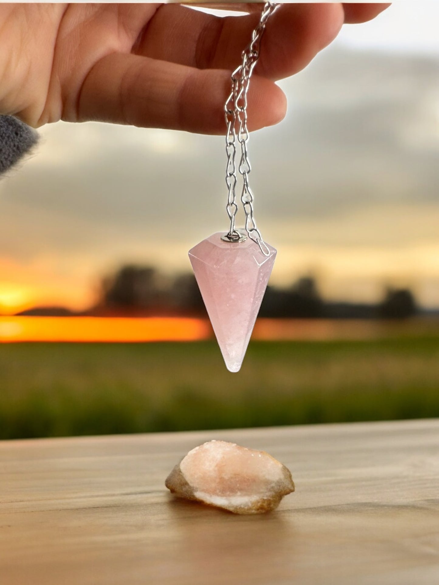 Pendulum in Amethyst, Rose Quartz, or Smoky Quartz