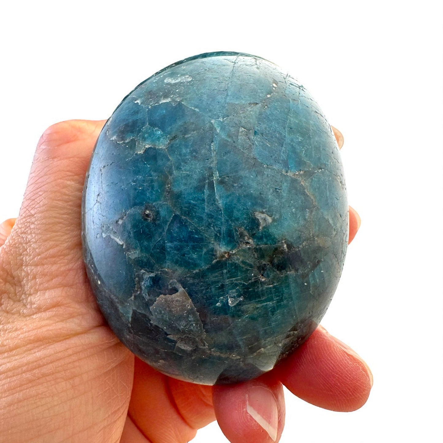 Blue Apatite Crystal Palm Stones
