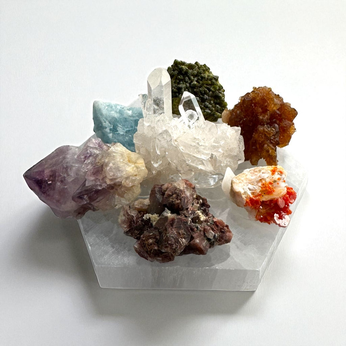 Metatron Square Hexagon Selenite Crystal Plate