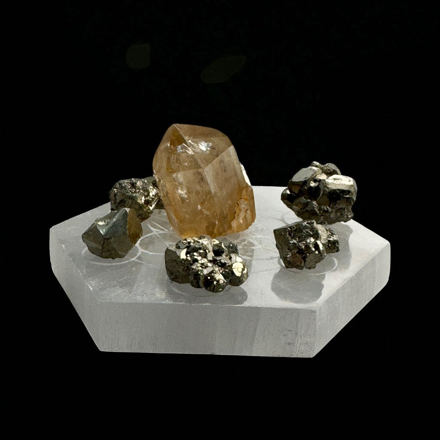 Metatron Square Hexagon Selenite Crystal Plate