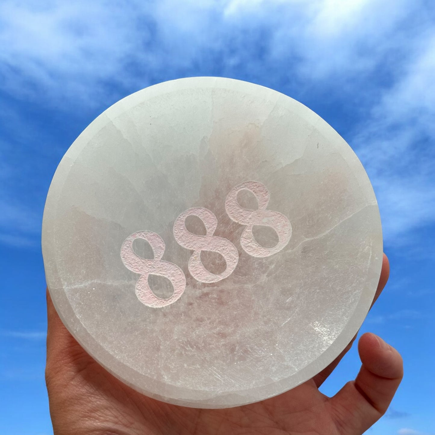 Angel Number "888" Selenite Bowl Round (M)