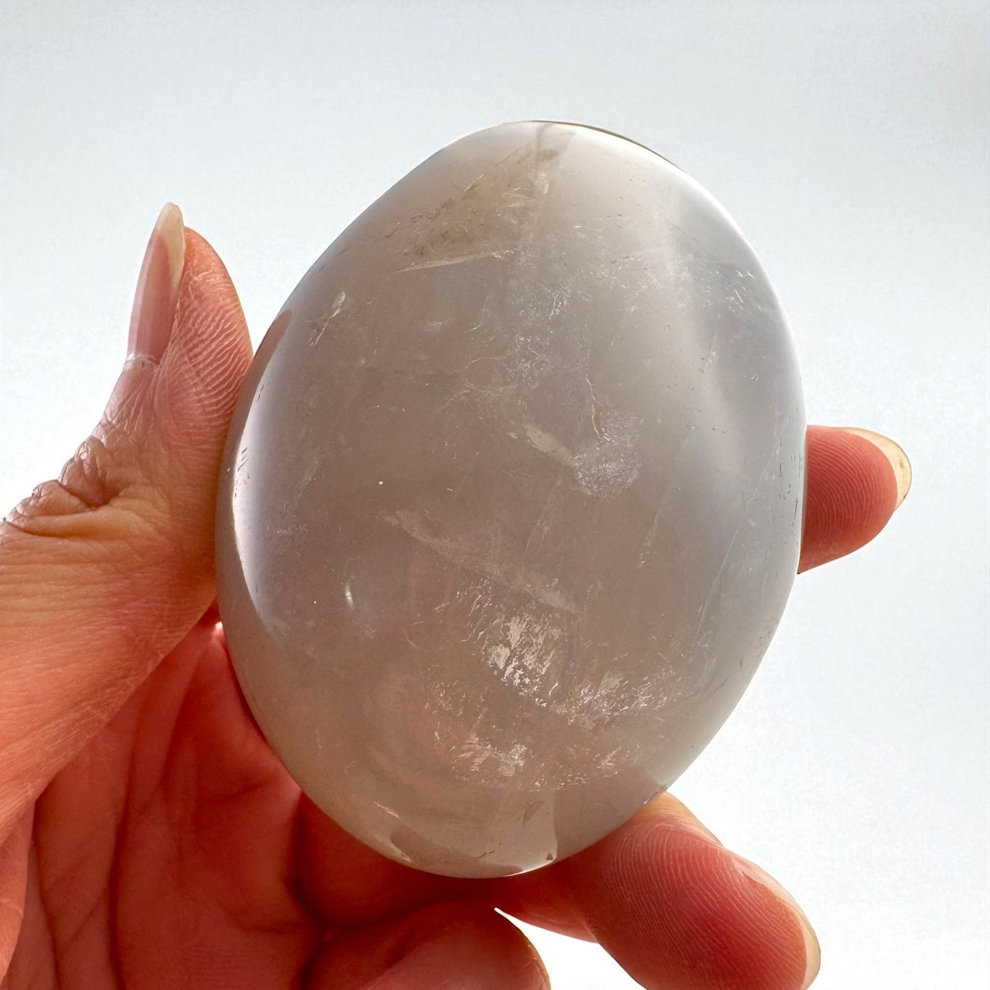 Blue Rose Quartz Crystal Palm Stones