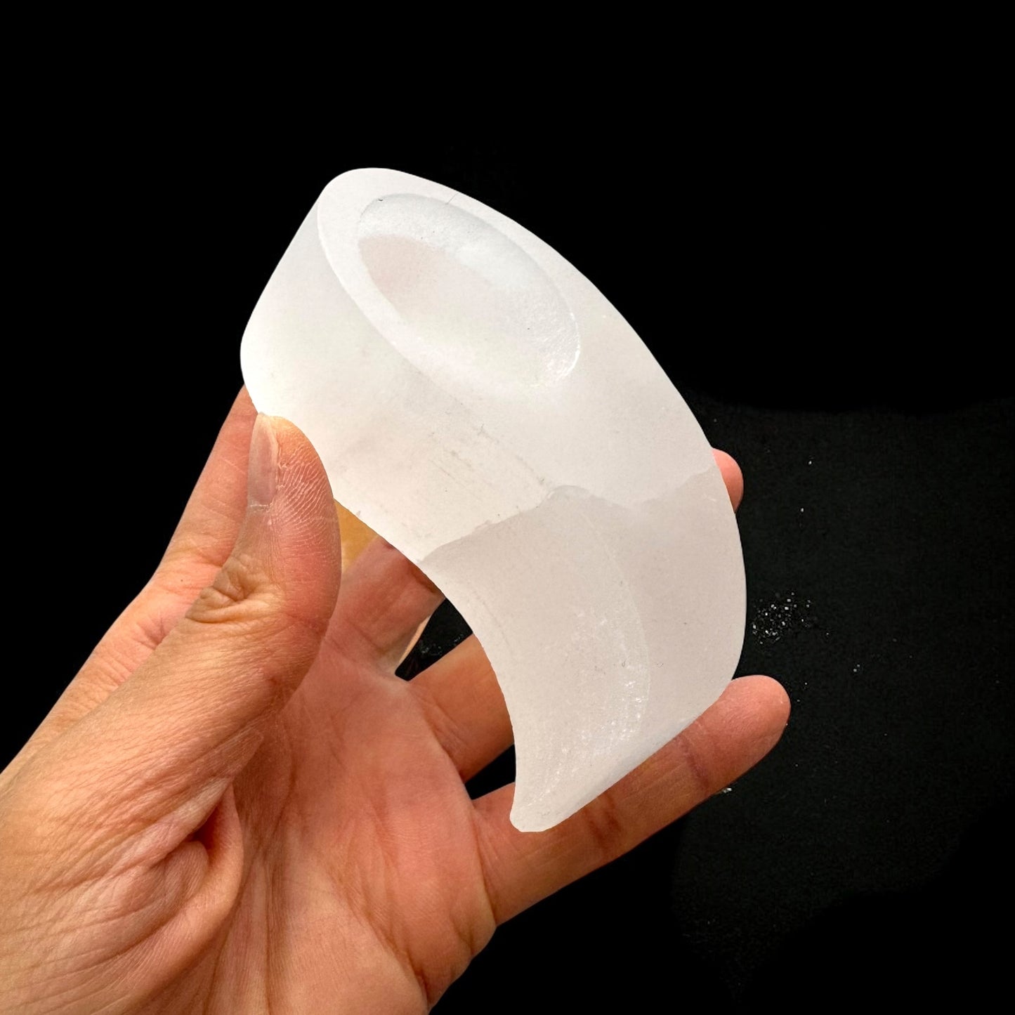 Ying Yang Selenite Crystal Candle Holder