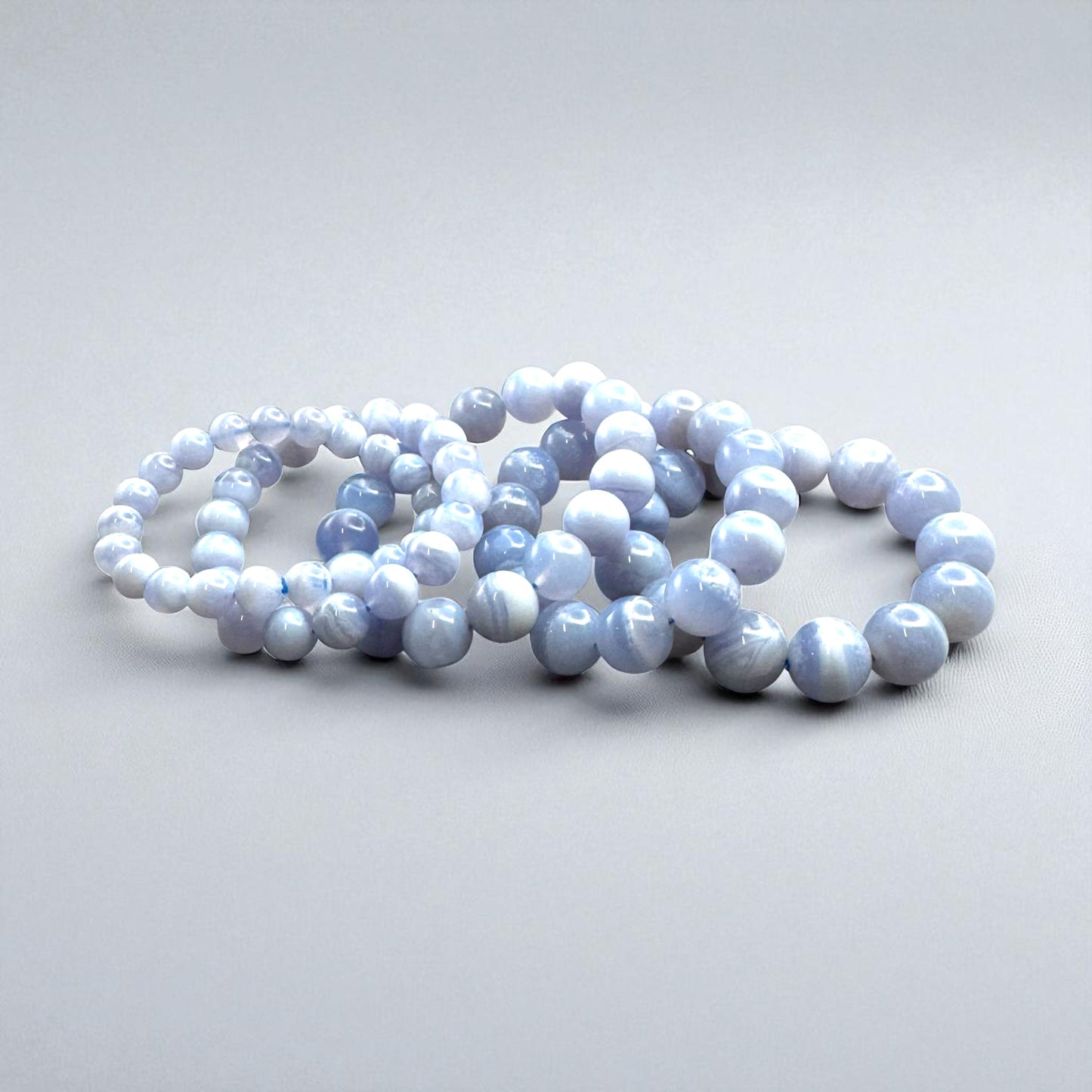 Blue Lace Agate Crystal Beaded Bracelets