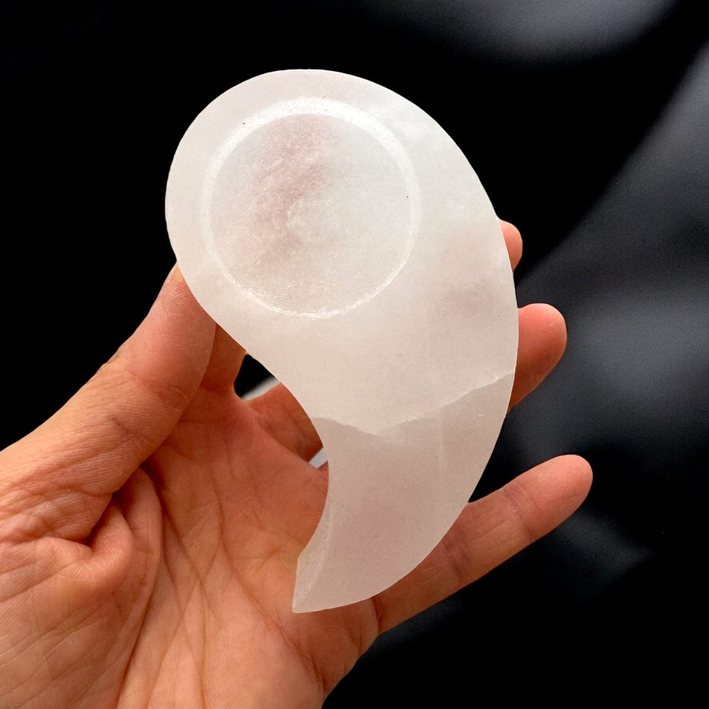 Ying Yang Selenite Crystal Candle Holder