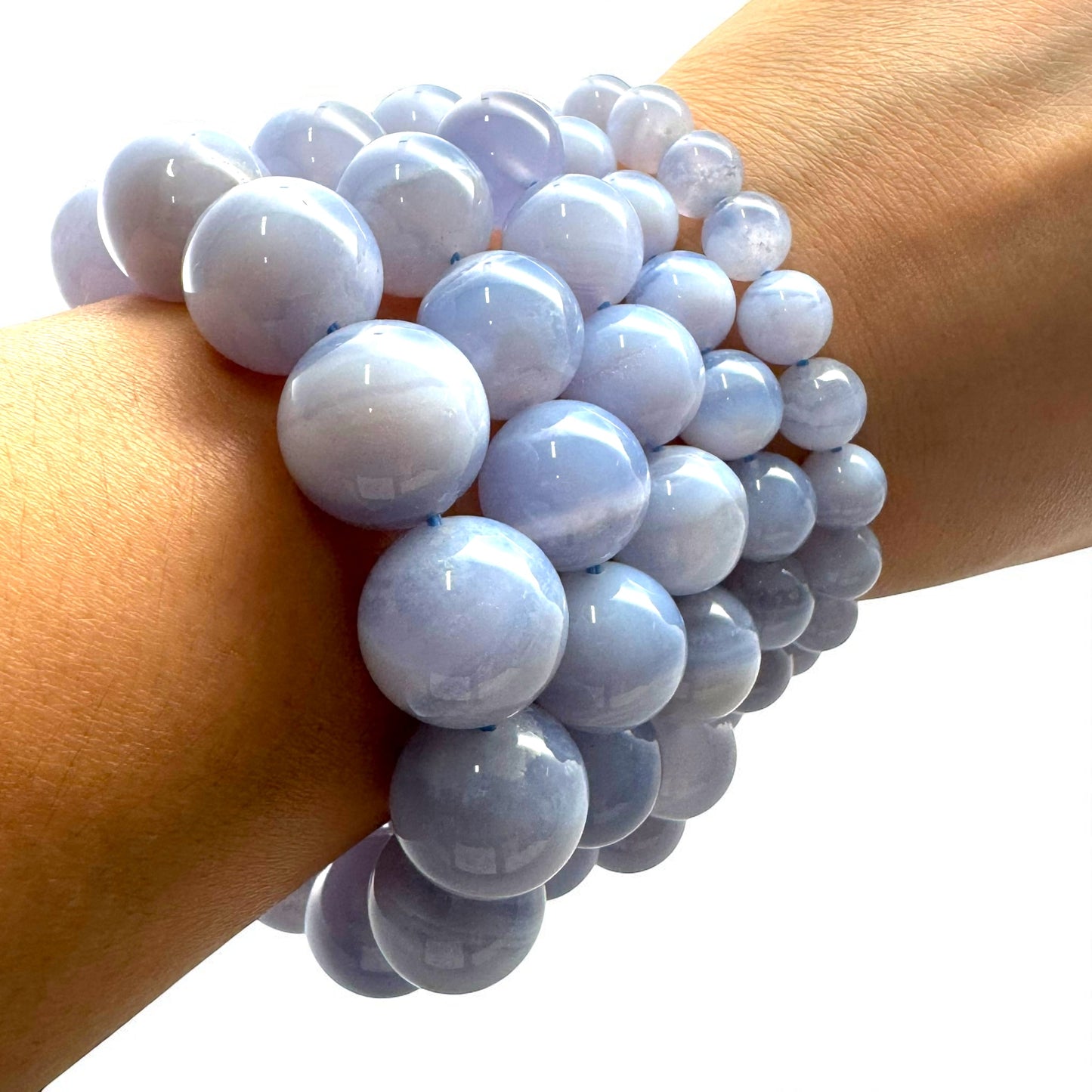 Blue Lace Agate Crystal Beaded Bracelets