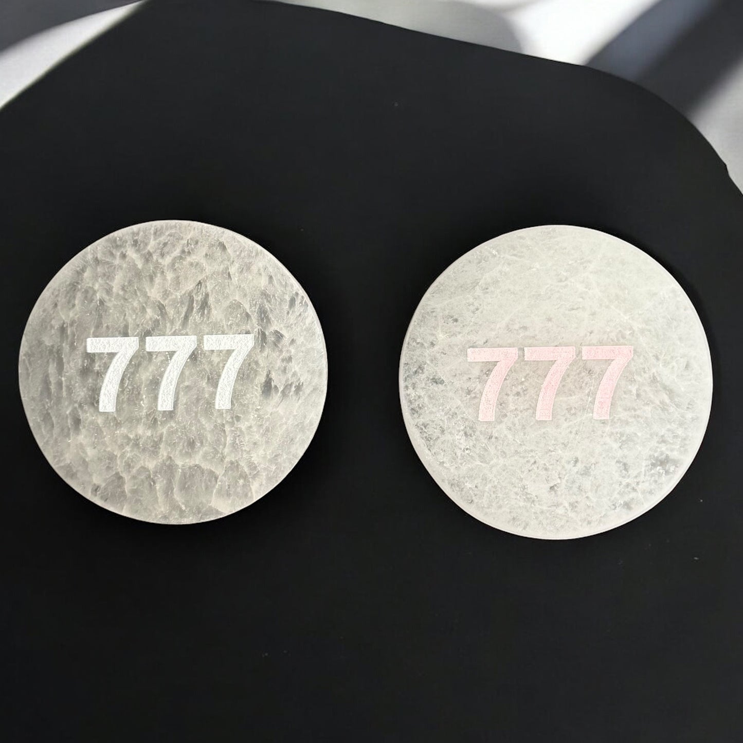 Angel Number "777" Selenite Plate Round (S)