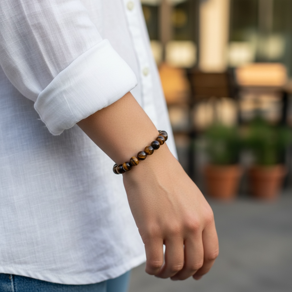 Tiger's Eye Crystal Beaded Bracelet