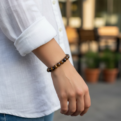 Tiger's Eye Crystal Beaded Bracelet