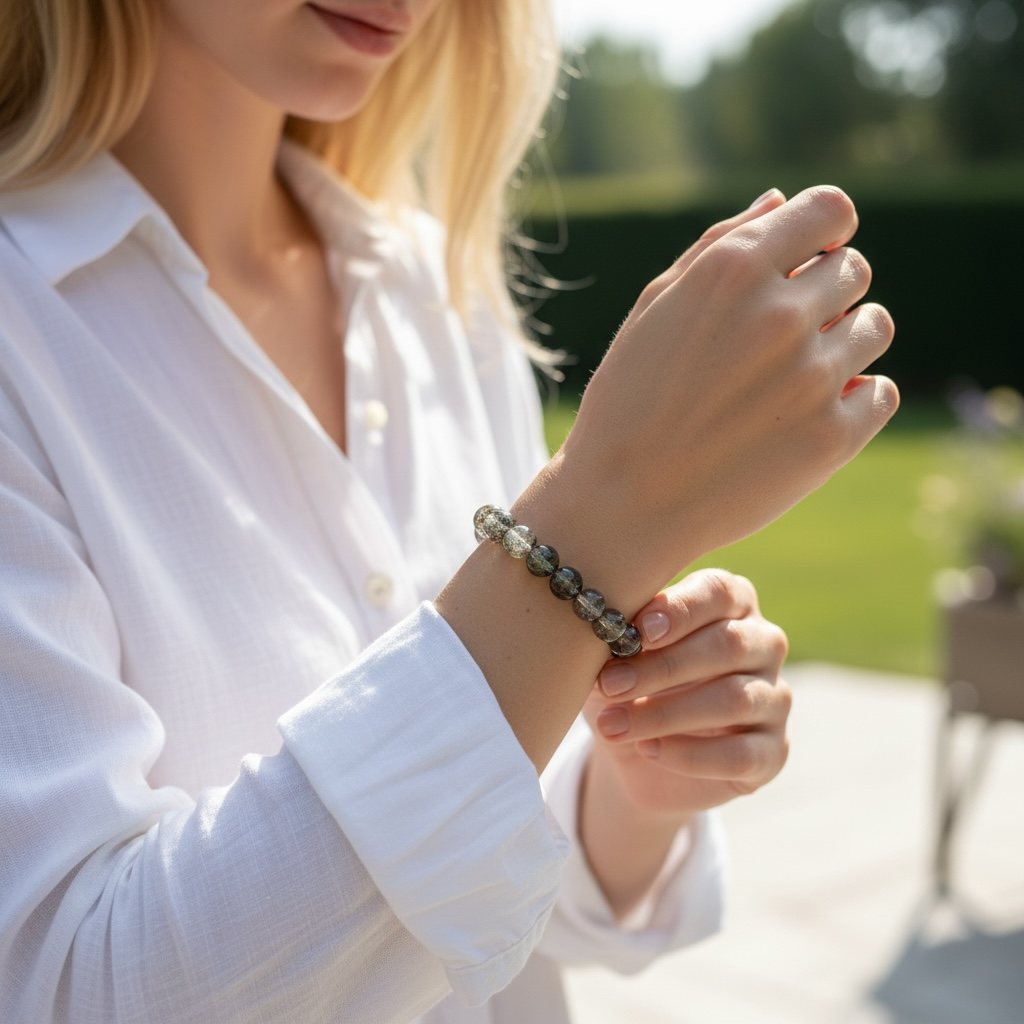 Garden Quartz (Lodolite) Crystal Beaded Bracelets