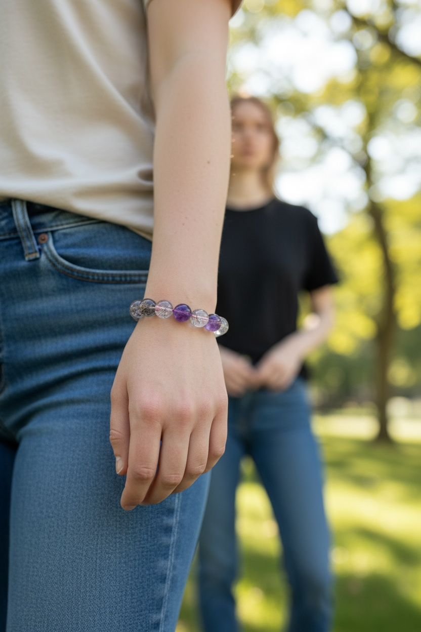 Super Seven, Amethyst Crystal Beaded Bracelet