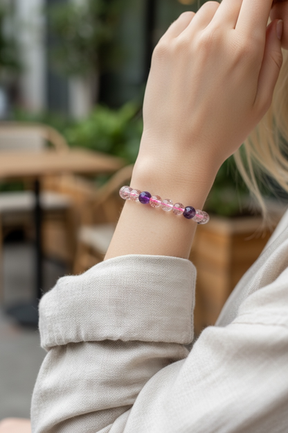 Super Seven, Amethyst Crystal Beaded Bracelet