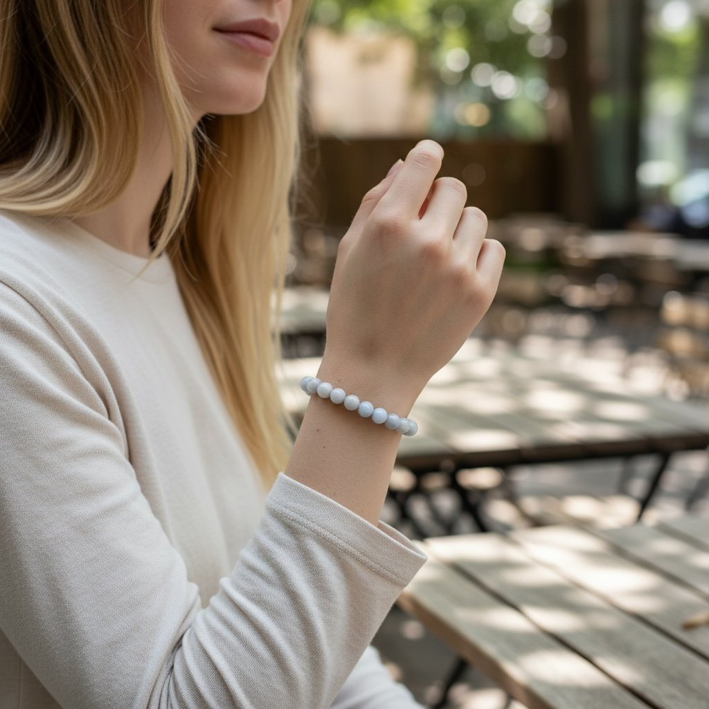 Angelite Crystal Beaded Bracelet
