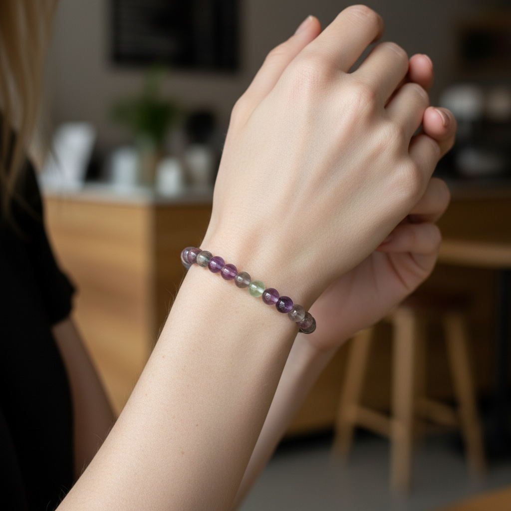 Candy Fluorite Crystal Beaded Bracelet, Premium