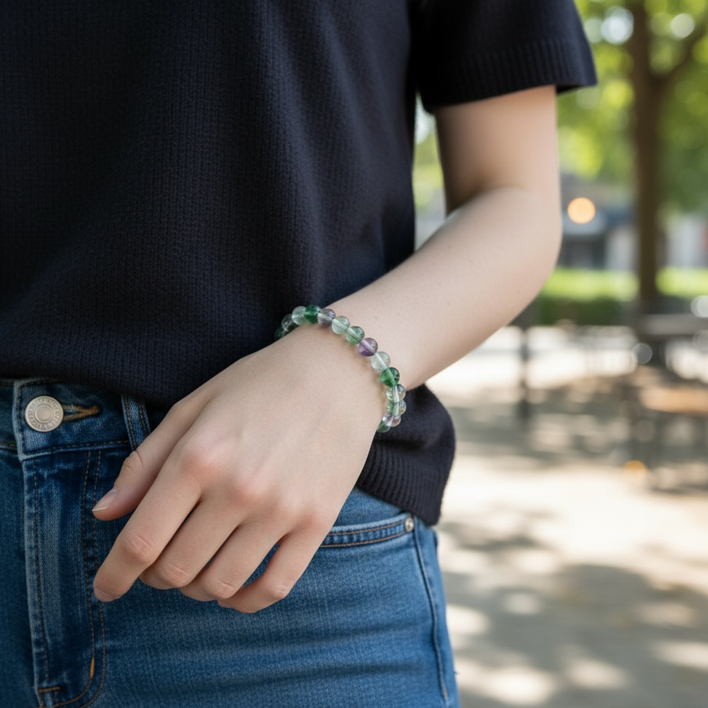 Candy Fluorite Crystal Beaded Bracelet, Premium