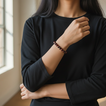 Red Tiger's Eye Crystal Beaded Bracelet (8mm)