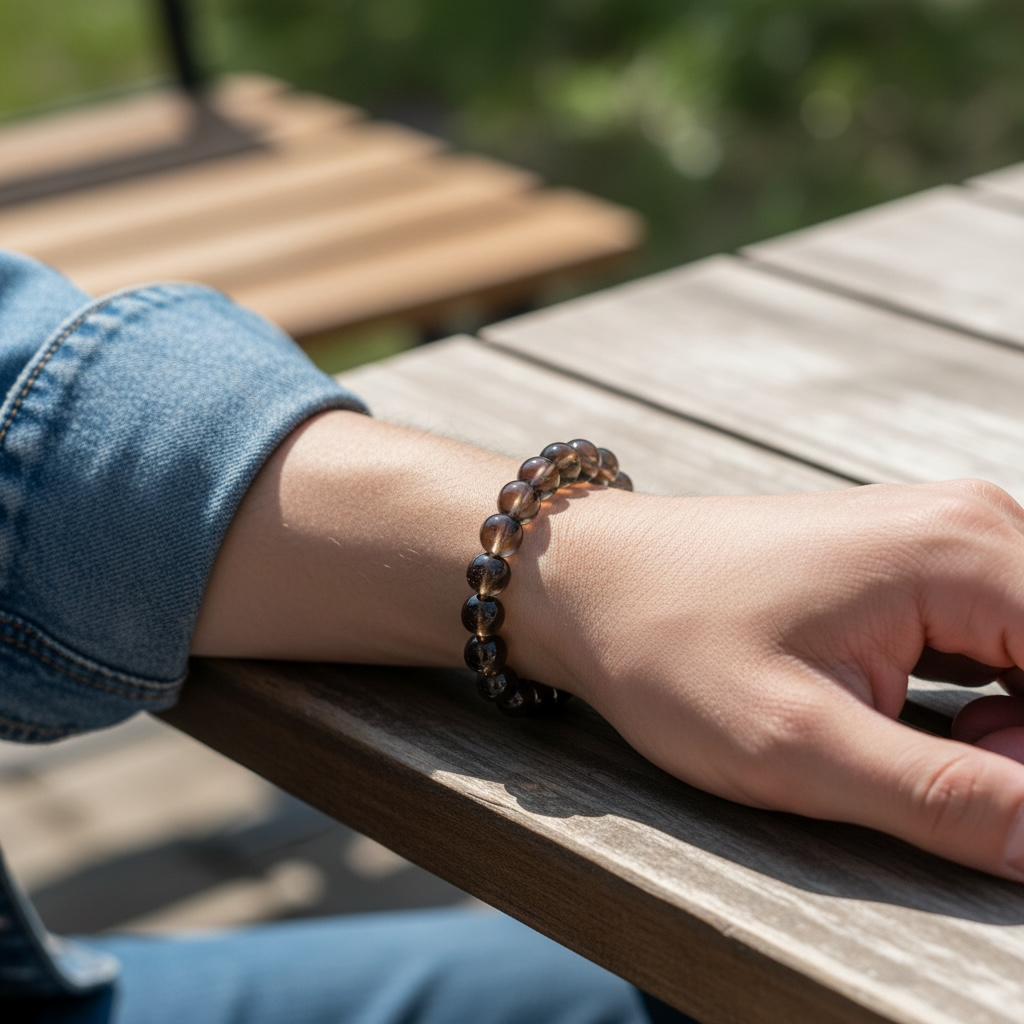 Smoky Quartz Crystal Beaded Bracelet