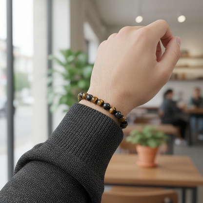 Blue Tiger's Eye Crystal Beaded Bracelet