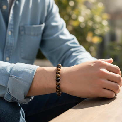 Blue Tiger's Eye Crystal Beaded Bracelet