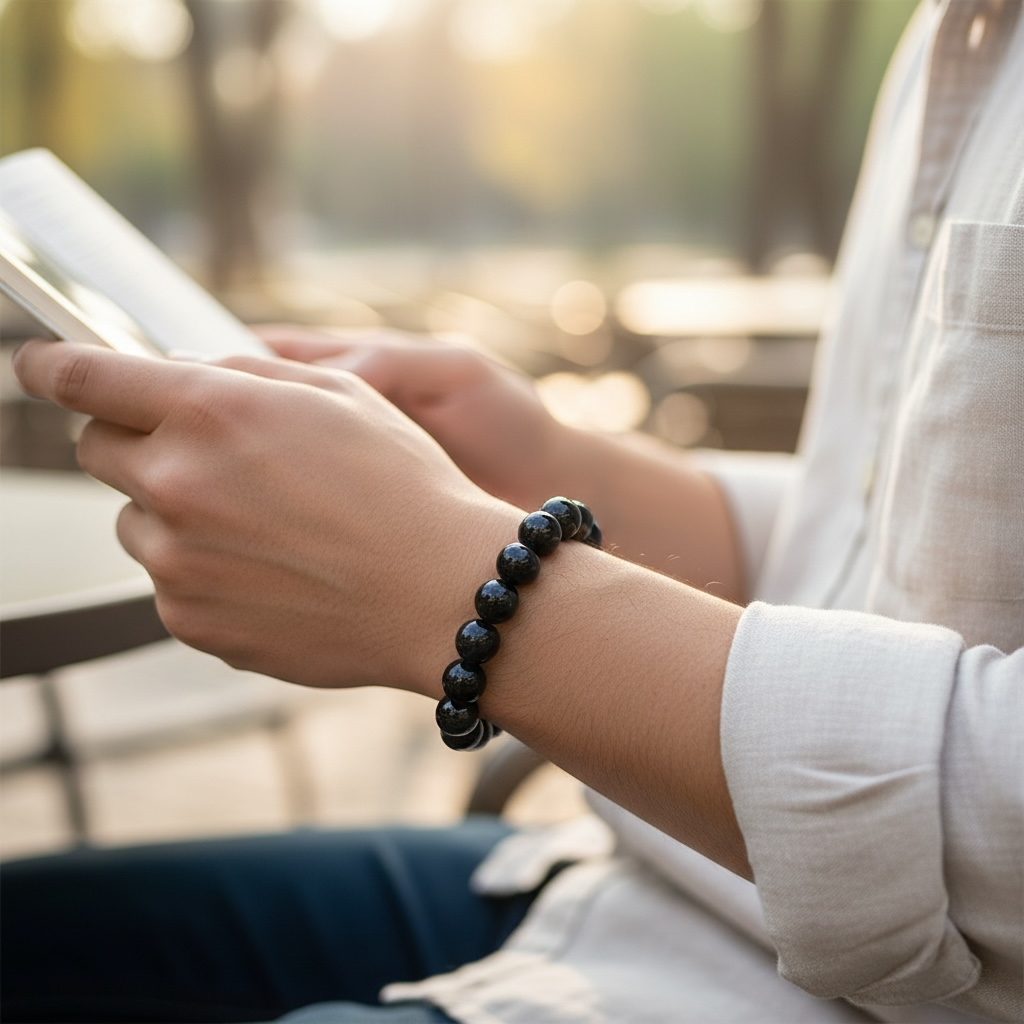 Blue Tiger's Eye Crystal Beaded Bracelet