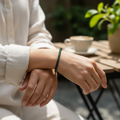 Rice Green Burmese Jade Beaded Bracelet