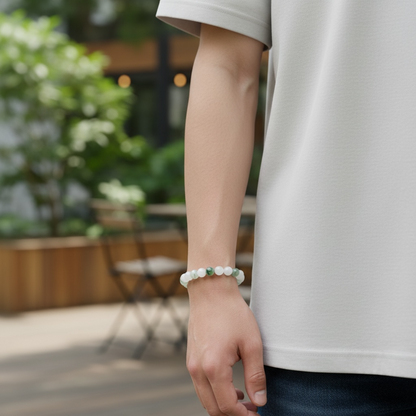 Canadian Nephrite White Jade Beaded Bracelet