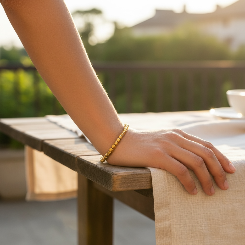 Brass Square Rice Beaded Bracelet