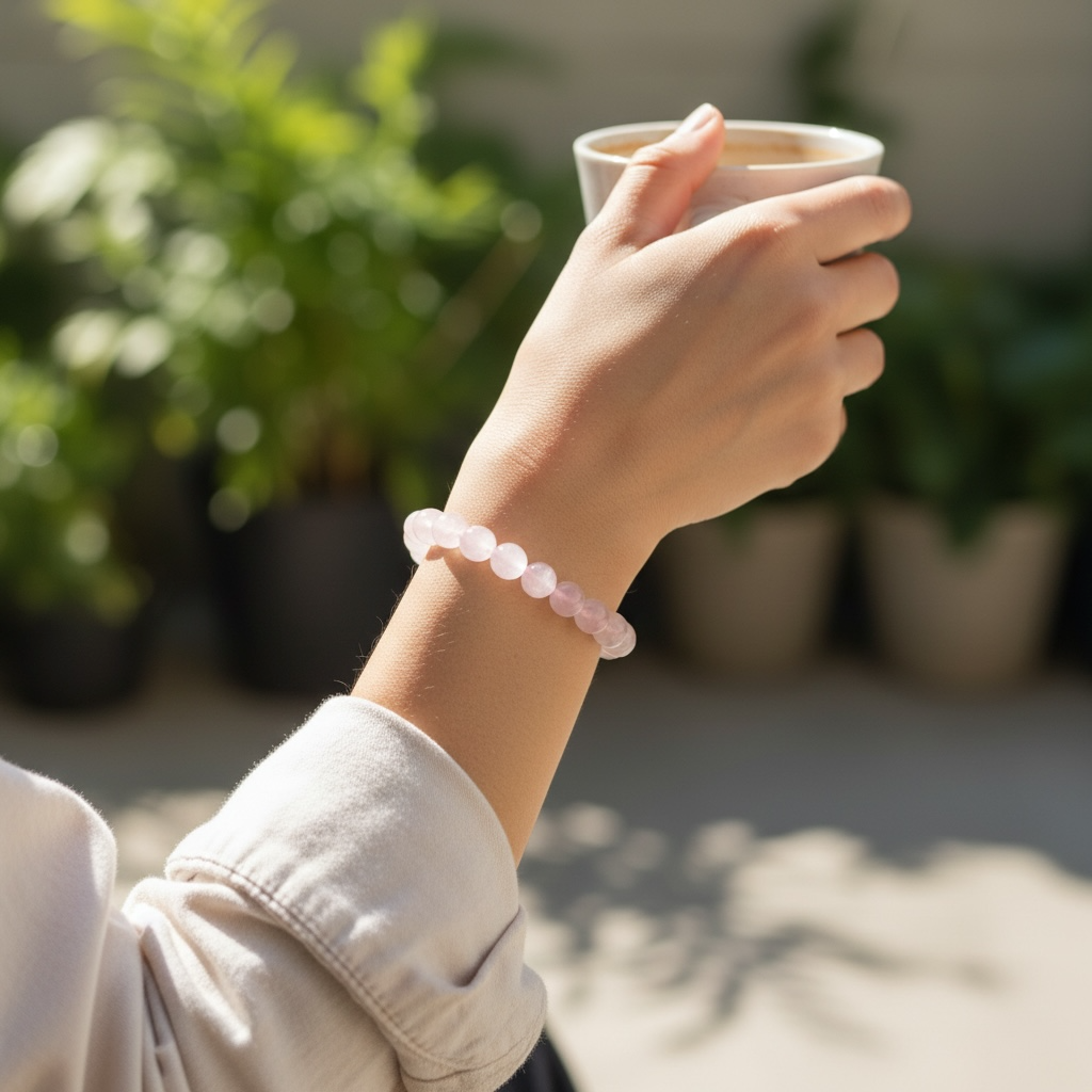 玫瑰石英串珠手鍊