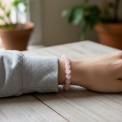 玫瑰石英串珠手鍊