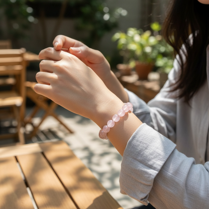 玫瑰石英串珠手鍊